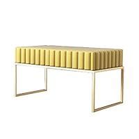 Zhao Xiemao Premium Shoe Bench Storage Ottoman Bench,Footrest Padded Seat with Metal Support (Color : Yellow, Size : 90x40x45cm)