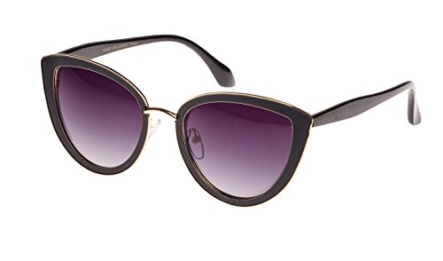 Revive Eyewear Vintage Parisian Cat Eye Style Sunglasses (Black, 65)