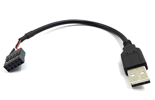 Duttek (2-Pack) 20CM USB 2.0 Type A Male to Dupont 9 Pin Female Header Motherboard Cable Cord (AM/9Pin 0.2M)