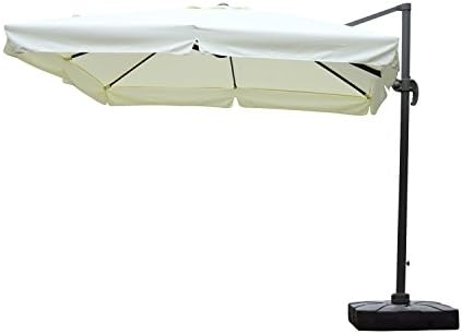 Outsunny 10 X10 Square Offset Tilt Patio Umbrella Garden Parasol Outdoor Sun Shade Canopy With Stand Cream White Amazon Ca Patio Lawn Garden