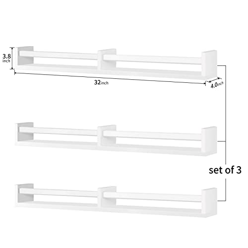 birola Nursery Book Shelves 32 inches Set of 3,Wall Bookshelves for Kids,Nursery Shelves for