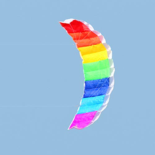 Cumtur Beach Kite,1.4m Rainbow Dual Line Kitesurfing Stunt Parachute Soft Parafoil Surfing Kite Sport Kite Outdoor Activity Beach Flying Kite