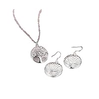 Gogolan Tree Pendant The Tree of Life Necklace Earings Set Gifts (A)