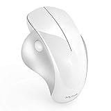 Ergonomic Wireless Mouse, Jelly Comb MV021 2.4GHz Precision Cordless Mouse with Thumb-Operated Scrollwheel, Less Noise, Optical Mice for Laptop PC Windows Computer, White and Silver