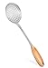 Internet’s Best Stainless Steel and Bamboo Skimmer - Wooden Kitchen Utensil Metal Skimmer - Cooking Spoon Strainer Soups Pasta