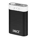 iNiCE Valentine's Day Gift USB Rechargeable Pocket double-sided Hand Warmer with Emergency LED Flashlight and Sleeve/7800mAh External Battery Charger for iPhone/Samsung Galaxy/HTC/SONY/ Lenovo---Black