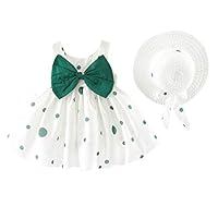 LiLiMeng Baby Girl Kids Summer Sleeveless O-Neck Floral Bow Princess Dress Green