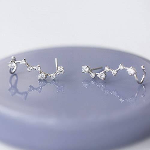 MSECVOI 925 Sterling Silver Ear Crawler - Cuff Earrings Cubic Zirconia Ear Climber Earrings for Women