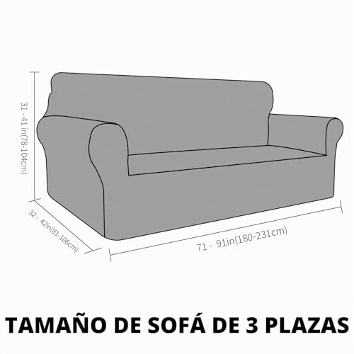 MAXIJIN Thick Velvet Sofa Cover for 3 Seater, Super Elastic Non Slip Sofa Cover, Pet Friendly 1 Piece Furniture Protector (3 Seater, Khaki)