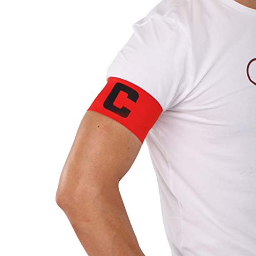 MioCloth Soccer Captain Badge Armband Football Basketball Team Sport Adult Youth Adjustable College School Athletic Player Arm Bands Sleeve Accessory Red