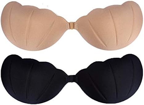 MIICARE Self Adhesive Deep V Backless Pushup Bra Invisible Low Cut Reusable for Women