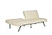 DHP Emily 71 Inch Futon Sofa Bed in Faux Leather, Armless Upholstered Couch Sleeper with Tufted Back and Seat, Mid-Century Modern, Vanilla