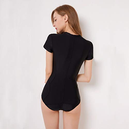 Iusun Women 's One Piece Wetsuit Rash Guard Short Sleeve Solid Bodysuit Swimwear Swim Suit Super Stretch UV Protection- Perfect for Swimming/Scuba Diving/Snorkeling/Surfing