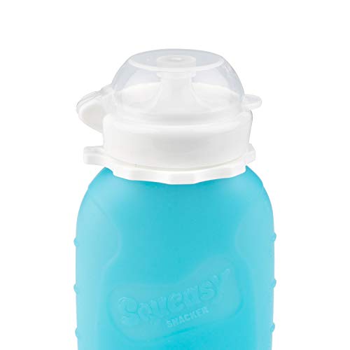 image for Blue 6 oz Squeasy Snacker Spill Proof Silicone Reusable Food Pouch - f