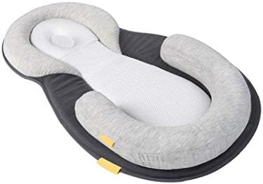 Babies Nest Cotton Stereotypes Pillow Mattress Lounger Seat U Shape Babies Pillow Anti-Rollover Mattress Cushion for Newborn Babies Sleep Positioning Pad Travel Bed Grey