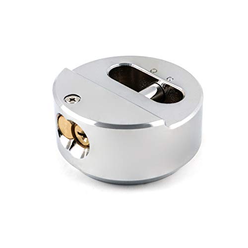 QWORK Heavy Duty Puck Lock and Hasp, High Security Steel Hidden Shackle