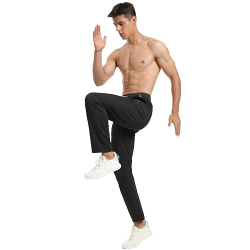 ZOXOZ Men's Cotton Elastic Waist Sports Trousers with Zip Pockets