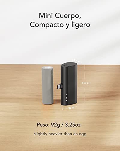 MOFIT Mini Power Bank Salida Tipo C Carga Rápida PD 22.5W Integrado Batería Portátil Banco de Energía 5000 mAh Compatible con los Celulares iPhone 16/15 Pro MAX Samsung Xiaomi Google,¡Idea de Regalo