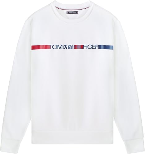 Herren Sweatshirt Brand Love Stripe mit Rundhalsausschnitt, Weiß (White), XXL