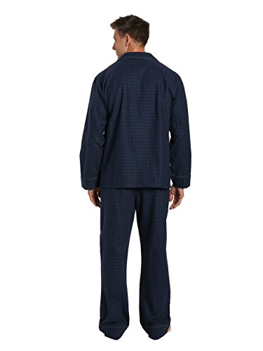 Men's Premium Flannel Pajama Set - Windowpane Checks - Navy Green - Large