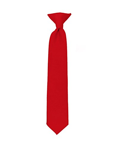 NYfashion101 Boy's Solid Clip on Tie-Red