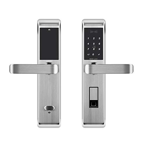 Klwenas Maec Fingerprint Bluetooth Smart Lock, Touchscreen Keyless Home Door Lock, Handle Direction Reversible, Silver - Thumbnail 6