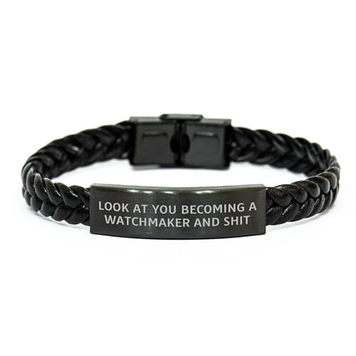 Sarcastic Watchmaker Gifts for Men - Look At You Becoming A Watchmaker Leather Bracelet - Father's Day Unique Gifts for Watchmakers from Daughter, Son