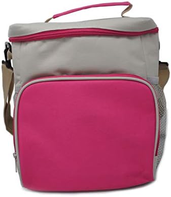 Ezprogear Soft Insulated Lunch Cooler Bag Outdoor Picnic Bag (Gray/Pink)