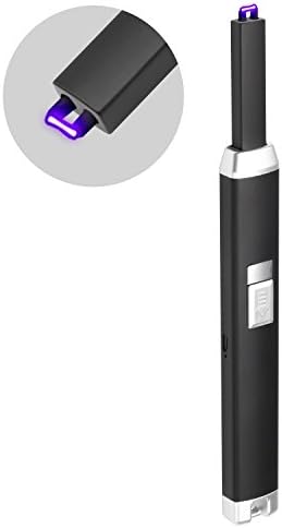 Electronic Arc Lighter USB Rechargeable Windproof No Spark &amp; Smell Multi-purpose for Home, Candles, BBQ, Camping (Black)