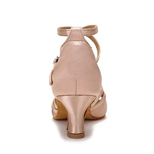 CLEECLI Women's Ballroom Salsa Latin Dance Shoes Adjustable Forefoot Desingn 2" Heel ZB11(8,Nude-2")