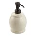 InterDesign York Ceramic Short Soap and Lotion Dispenser Pump, for Kitchen or Bathroom Countertop - Vanilla/Bronze