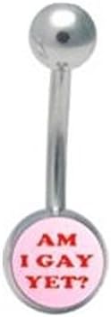 (Am I Gay Yet?) - Gay and Lesbian Pride Body Jewelry Belly Navel Ring- LGBT