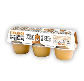 Zee Zees Unsweetened Cinnamon Applesauce Cups, All Natural, No Sugar Added, 4 oz Cups, 24 pack