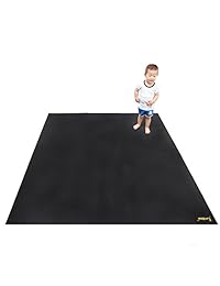 revtime Exercise & alfombra de goma 8 x 6 pies (96"x 72") extragrande para casa entrenamientos gimnasio negro