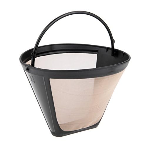 Coffee Filter Universal Permanent Basket-Style Coffee Filters Reusable Coffee Mesh Basket Cup Coffee Dripper Pour Over Gold Tone Filter Accessories with Solid Bottom Designed (Pointed Bottom)