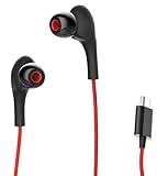 USB Type C Earphones, Acessorz Wired in-Ear Magnetic Earbuds w/Mic, Stereo Bass Noise Cancelling Headphones Gym Sports Headset Compatible with Google Pixel 3/2/XL, Huawei, Essential Phone - Red