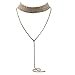 Hunputa Womens 2 Layers Tassel Choker Multilayer Full Diamond Crystal Rhinestone Necklace Elegant Chain Jewelry Party Punk (Gold)