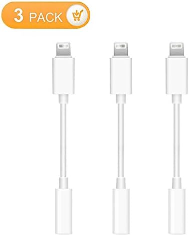 iPhone 7 Lightning to 3.5mm Audio Headphone Jack Adapter, Lightning Connector to 3.5mm Headphone Earphone Extender Jack Adapter Convenient and Suitablefor iPhone 6/6s/7/7 Plus (White)