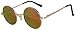 Round Sunglasses Red Mirrored Lens Gold Metal Frame