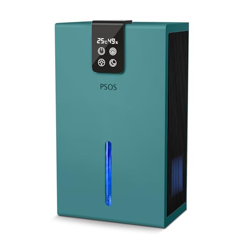 Dehumidifier, Dehumidifiers for Home, 98 OZ Water Tank, (1000 sq.ft) Quiet Dehumidifier for Basement Bathroom Bedroom with Humidity Display, Auto Shut Off, Relaxing 7 Color Ambient Light, CadetBlue