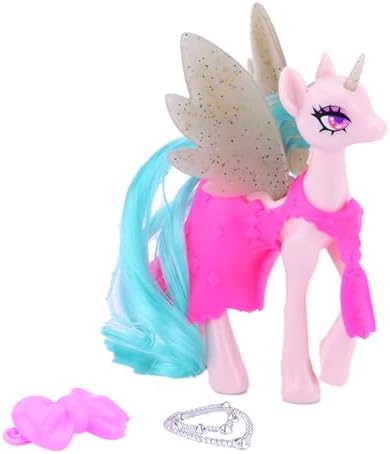 Funny Box Ponycorn Fashion Dress, Spielzeugtiere für Kinder, 3-teilig, Pony-Pferde-Spielzeug mit Zubehör und Kleidung zum Personalisieren – Spiele für Kinder, Geschenk für Mädchen und Jungen