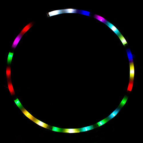 HYDONG LED Hula Hoop Weighted Dance & Fitness Glow Light Up Hoola Hoops for Adults, 24 Color Strobing Changing LED Light, 8 Section Detachable Design, Portable Hula Hoops 36" (Batteries not Include)