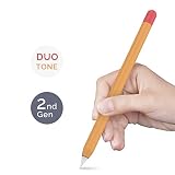 AHASTYLE Duotone Case Silicone Skin Cover Compatible with Apple Pencil 2nd Generation, iPad Pro 11 12.9 inch 2018 (Orange, Red)