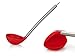 iNeibo Kitchen Silicone Ladle Spoon,Cooking Utensils Silicone Soup Ladle with Heat Resistant Silicone Covering Head and Stay-Cool Stainless Steel Handle (Ladle Red)