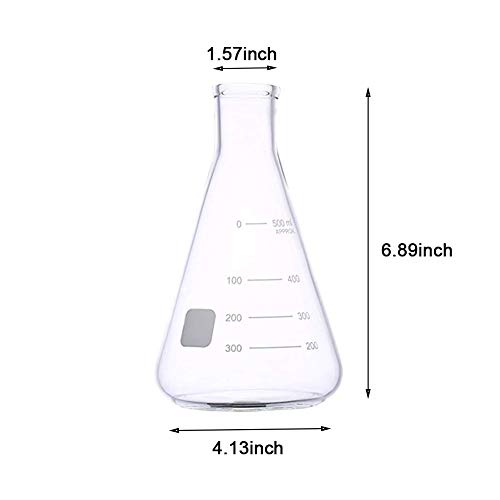 Erlenmeyer Flasks Glass Narrow Mouth Graduation 500ml