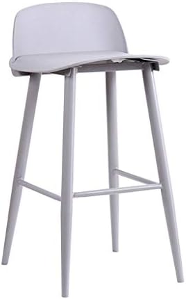 XNLIFE Bar Stools Kitchen Breakfast High Chair Plastic Seat Cushions Backrest and Metal Legs Frame Indoor Outdoor Bistro and Cafe High chair (Color : White, Size : 60cm)
