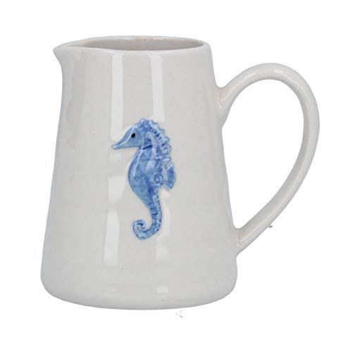 Gisela Graham Seahorse Mini Ceramic Jug - Nautical Themed Kitchenware (White, Compact, Decorative)