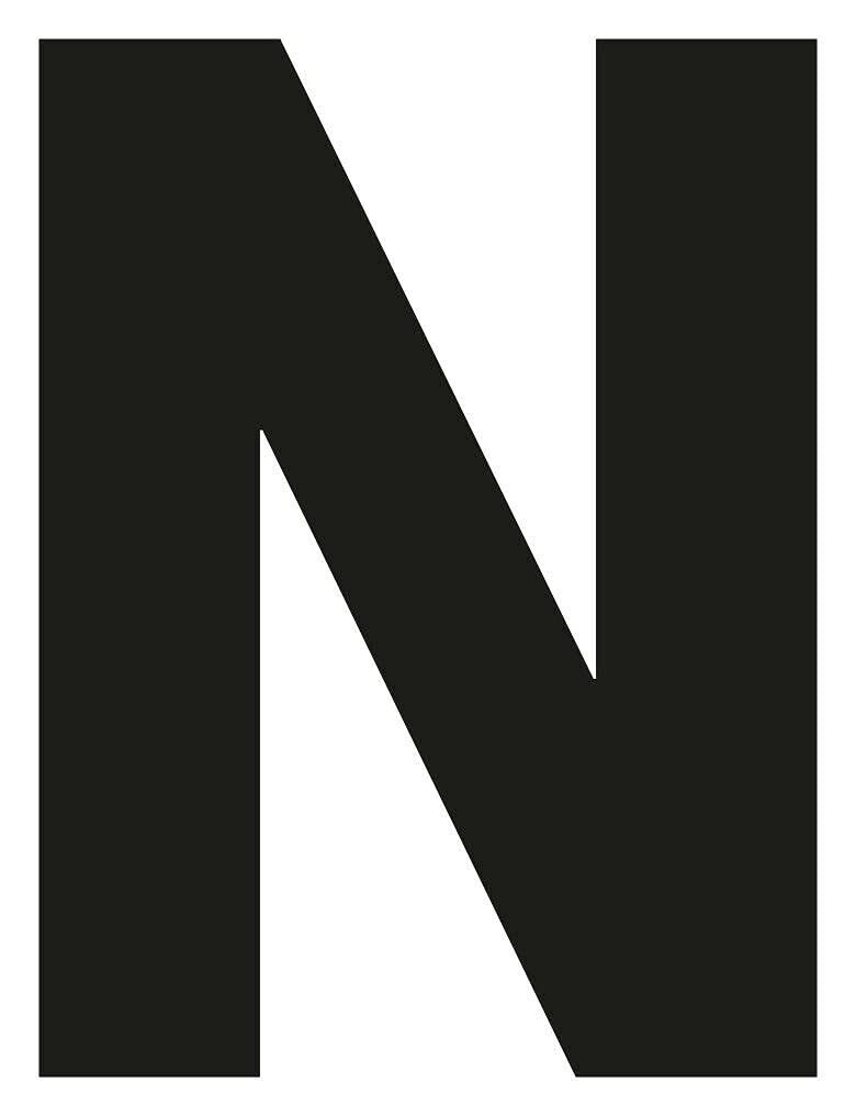 Merriway BH04047 (4 Pcs) Black Vinyl Stick-On Wheelie Bin Post Box Crate Dust Bin Letters 75mm (3 inch) Letter N - Pack of 4 Pieces