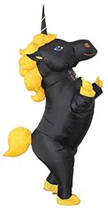 GOPRIME Unicorn Costume Horn Horse Inflatable Suit (Black Large)