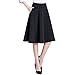 Women's High Waist A-line Skirt Pleated knee length Midi Skirt with Pockets